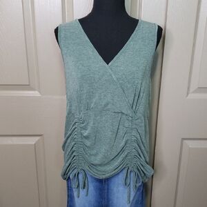 POL Green Ruched Tank Top Size Medium